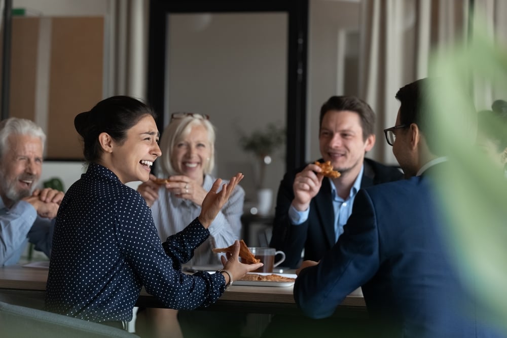 Employees celebrating a work anniversary